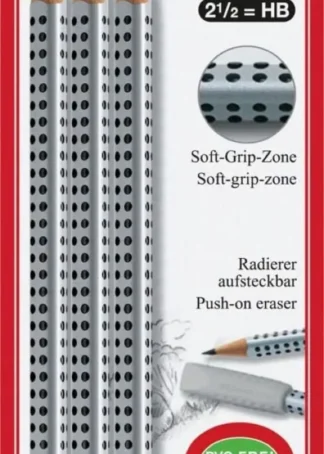 BLISTER 3 LAPIZ GRAFITO GRIP 2001 FABER-CASTELL HB