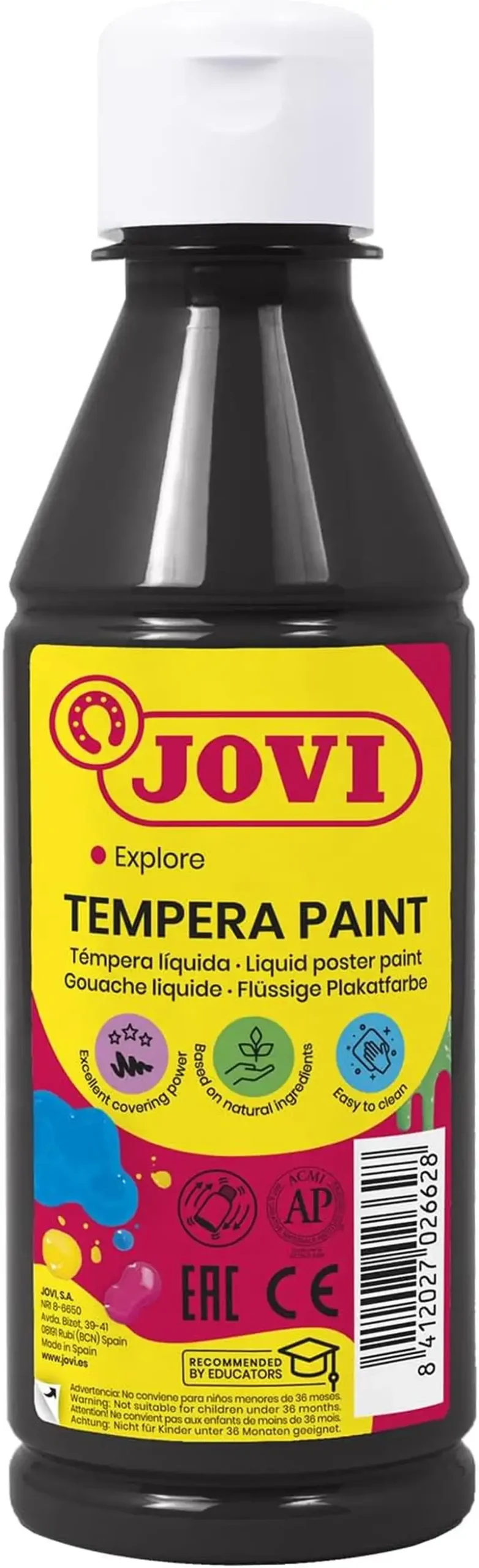BOTE TEMPERA LIQUIDA JOVI 250ML NEGRO
