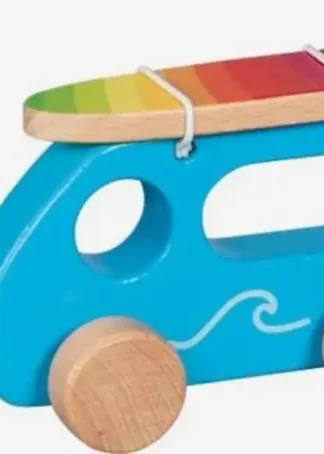 VEHICULO DE ARRASTRE FURGONETA DE SURFISTAS DE MADERA