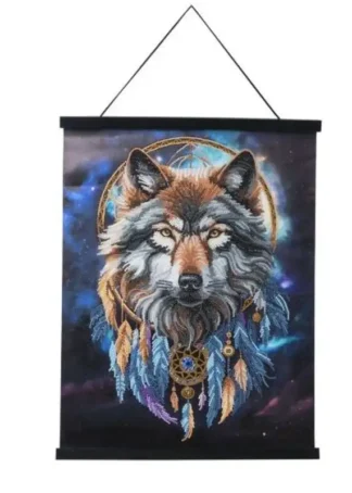 CRYSTAL ART SCROLL LOBO MAGICO (ENCHANTED WOLF) 40X50CM