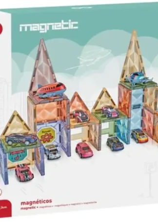 JUEGO MAGNETICO DE VEHICULOS 72 PIEZAS GIROS