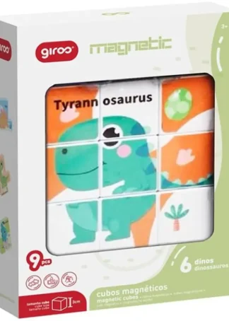 PUZZLE 9 CUBOS MAGNETICOS DINOSAURIOS GIROS