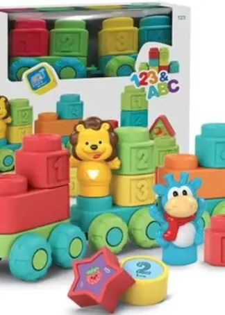 PACK 36 BLOQUES DE GOMAS SUAVE TREN DE LA JUNGLA GIROS