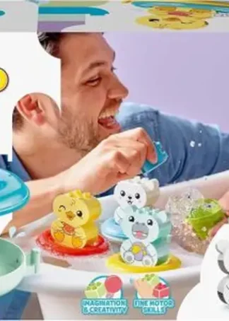 DIVERSION EN EL BAÑO TREN DE LOS ANIMALES LEGO DUPLO