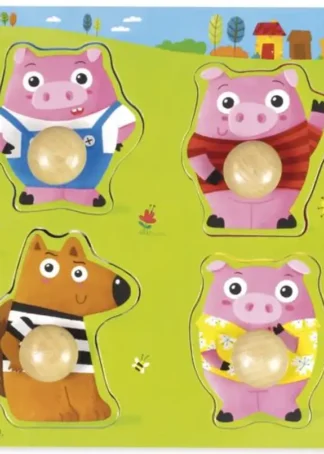 PUZZLE ENCAJABLE LOS 3 CERDITOS CON AGARRE