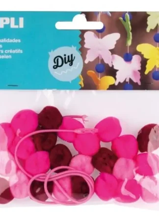 BOLSA 25 POMPONES ROSA