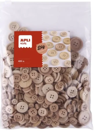 BOLSA 400 BOTONES DE MADERA NATURAL