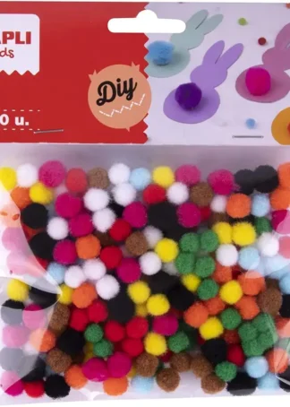 BOLSA POMPONES MINI SURTIDOS 200 UNIDADES