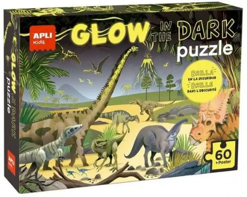 PUZLE BRILLA EN LA OSCURIDAD DINOSAURIOS 60 PIEZAS