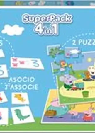 SUPERPACK PEPPA PIG 4 EN 1.(DOMINO+2 PUZZLES+IDENTIC)
