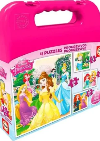 PRINCESAS DISNEY 4 PUZZLES PROGRESIVOS 12-16-20-25 PIEZAS