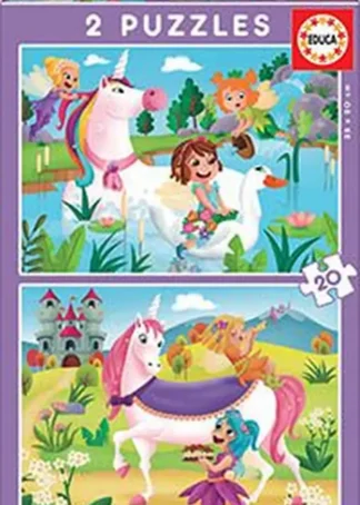 UNICORNIOS Y HADAS PUZZLE 2X20 PIEZAS