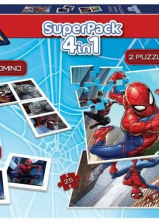 SUPERPACK 4 EN 1 SPIDERMAN 2 PUZZLES + DOMINO + IDENTIC