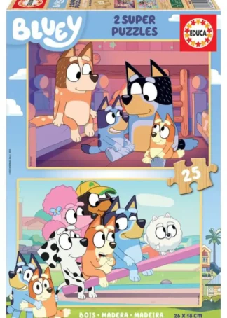 PUZZLE INFANTIL BLUEY 2X25 PIEZAS DE MADERA