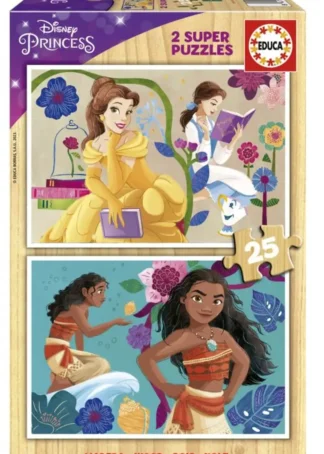PUZZLE INFANTIL DISNEY PRINCESS BELLA+VAIANA 2X25 PIEZAS