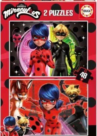 PUZZLE 2X48 PIEZAS MIRACULOUS LADYBUG