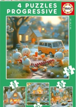 PUZZLE PROGRESIVO 6-9-12-16 PIEZAS CIUDAD DE CONEJITOS