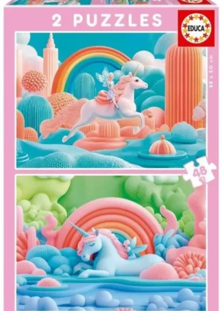 PUZZLE 2X48 PIEZAS UNICORNIOS MAGICOS