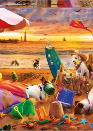 PUZZLE 1000 PIEZAS PERROS JUGANDO EN LA PLAYA