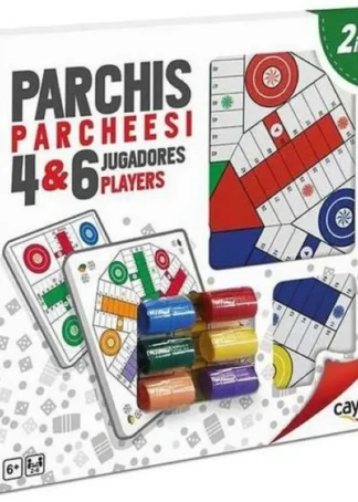 TABLERO PARCHIS MADERA 4 Y 6 JUGADORES CON ACCESORIOS
