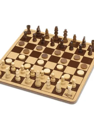 AJEDREZ Y DAMAS DE MADERA METAL BOX