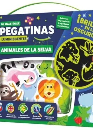 MALETIN 100 PEGATINAS LUMINISCENTES ANIMALES DE LA SELVA