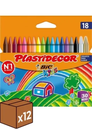 (PACK 12U.) ESTUCHE 18 CERAS PLASTIDECOR