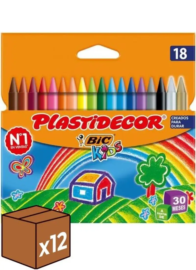 (PACK 12U.) ESTUCHE 18 CERAS PLASTIDECOR