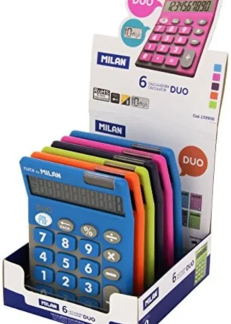 EXP 6 CALCULADORAS TOUCH DUO MILAN COLORES SURTIDOS