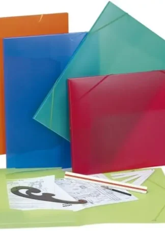 PAQ/5 CARPETAS DIBUJO A3 GOMAS Y SOLAPAS POLIPROP. COL.SURT