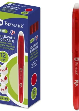 C/12 BOLIGRAFO BISMARK BORRABLE ROJO PUNTA 0,7MM CAPUCHON