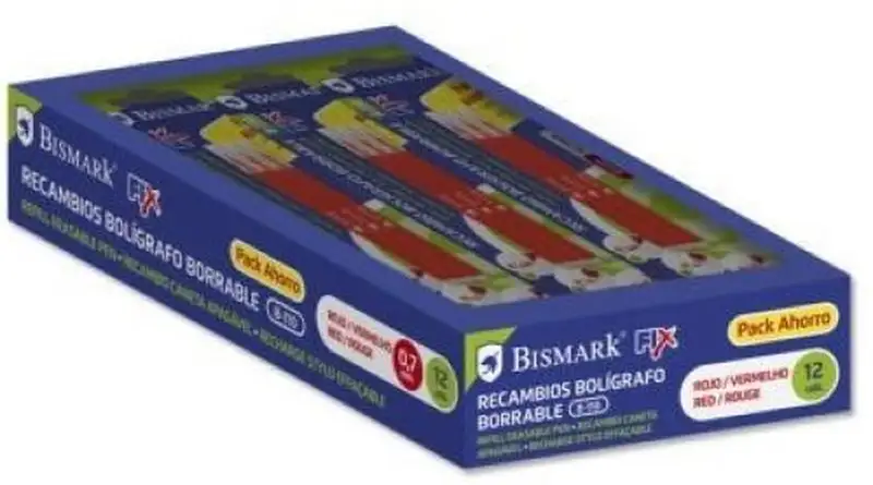 C/12 RECAMBIO BOLIGRAFO BORRABLE ROJO BISMARK