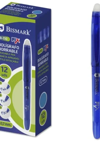 C/12 BOLIGRAFO BISMARK BORRABLE AZUL PUNTA 0,7MM CAPUCHON