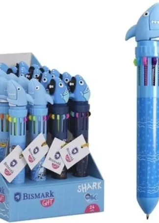 EXP 24 BOLIGRAFOS 10 COLORES TIBURON