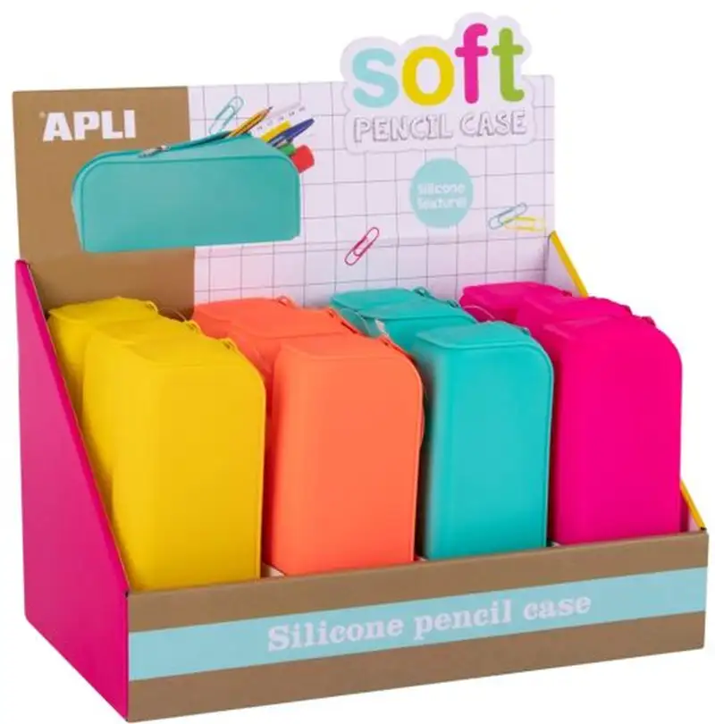 EXP 12 PORTATODO RECTANGULAR SILICONA 18X7X5CM COL.FLUOR