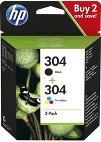 PACK 2 CARTUCHO TINTA ORIGINAL HP 304 NEGRO-COLOR 3JB05AE