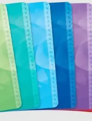 CUADERNO INDICE ALFABETICO 11X17CM 50H CUAD.5X5 T.PLASTICO