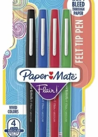 ESTUCHE 4 ROTULADORES PAPER MATE FLAIR ORIGINAL COLORES BAS