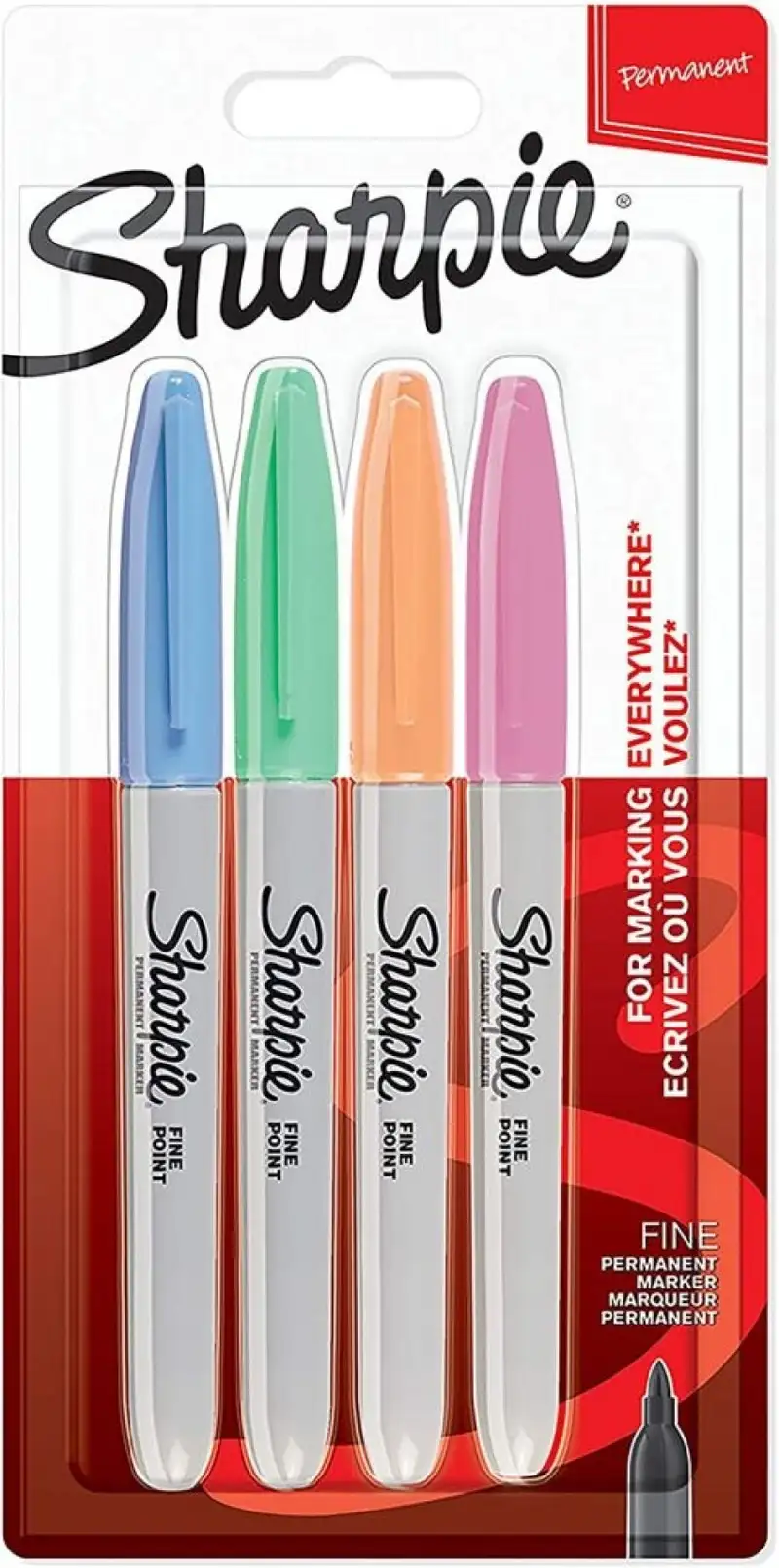 ESTUCHE 4 ROTULADORES SHARPIE FINO COLORES PASTEL PERMANENT