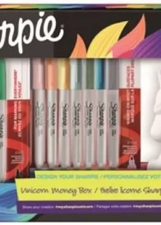 PACK REGALO ROTULADORES SHARPIE DECORA TU HUCHA UNICORNIO