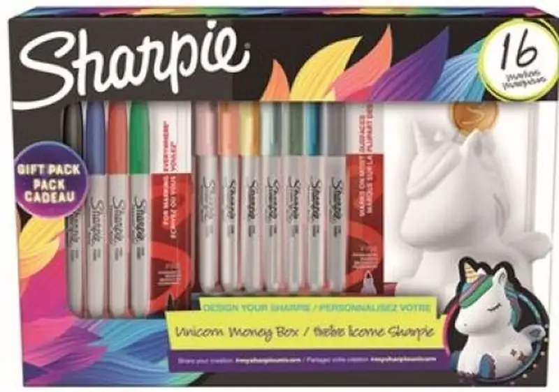 PACK REGALO ROTULADORES SHARPIE DECORA TU HUCHA UNICORNIO