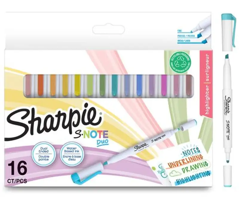 ESTUCHE 16 MARCADORES CREATIVOS SHARPIE S-NOTE DUO PASTEL