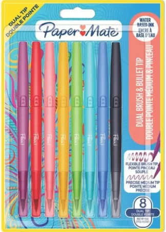 BLISTER 8 ROTULADORES DOBLE PUNTA FLAIR DUAL COLORES SURT.