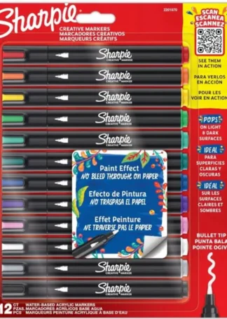 BLISTER 12 ROTULADORES SHARPIE CREATIVE MARKERS PUNTA RED.
