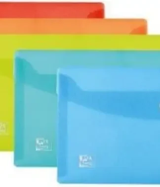 PAQ/5 CARPETA SOBRE PLASTICO A4 CIERRE BROCHE PASTEL