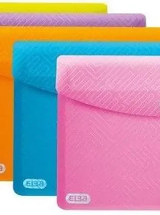 PAQ/5 CARPETA SOBRE PLASTICO A5 CIERRE BROCHE PASTEL