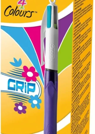 C/12 BOLIGRAFOS BIC 4 COLORES FASHION GRIP PUNTA 1MM