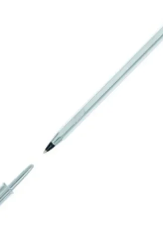 C/20 BOLIGRAFOS BIC CRISTAL PLATA TINTA NEGRA PUNTA 1MM