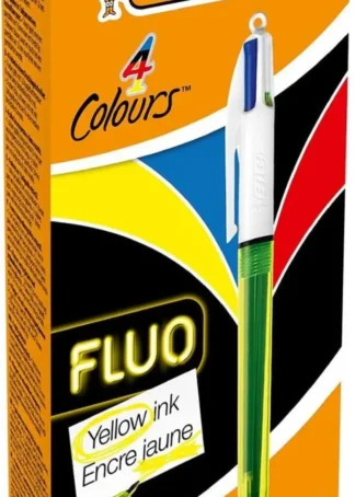 C/12 BOLIGRAFOS BIC 4 COLORES FLUO MEDIUM