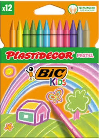 ESTUCHE 12 CERAS PLASTIDECOR COLOR PASTEL